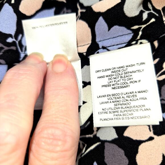 Anne Klein Small Floral Blue Women's Shirt Sleeveless Top Shell Blouse Miss 4 6 - Picture 4 of 6